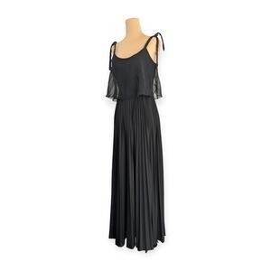 70s Black Pleated Gown